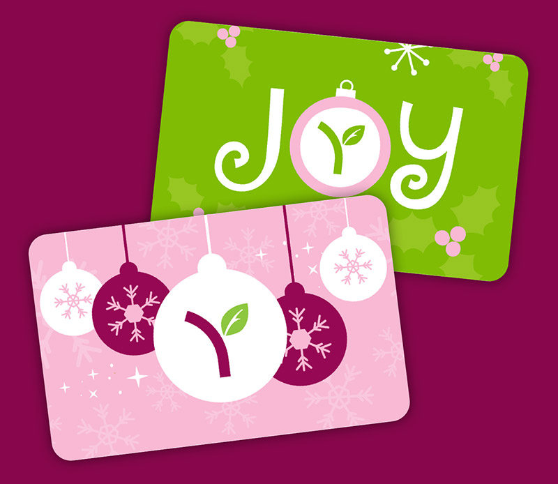 Two Yogurtland gift card designs.