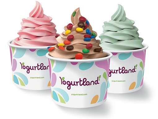 Three cups of Yogurtland frozen yogurt